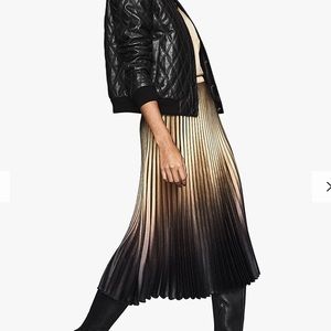 Reiss Marlene Ombre Pleated Metallic Midi Skirt